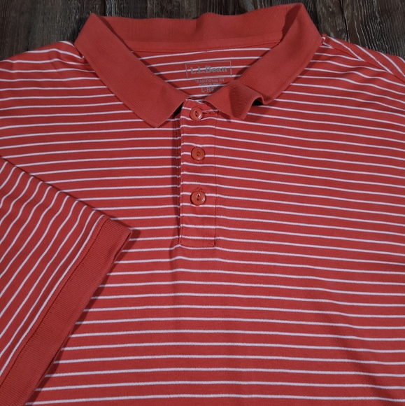 L.L. Bean Other - L.L. Bean Pima Cotton Orange Striped Polo Shirt Large